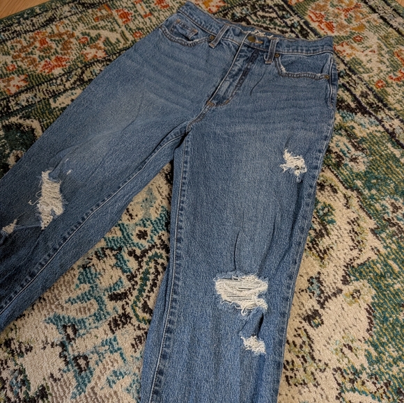 Women's Blue Distressed Jeans - Picture 12 of 12